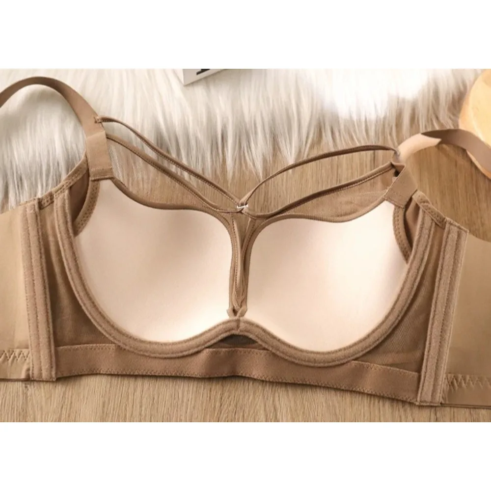 Pearl Satin Adjustment Bra for Women Soft Underwire Thin Seamless Minimizer Brassiere Side Fat Collection Support Lingerie M-XXL