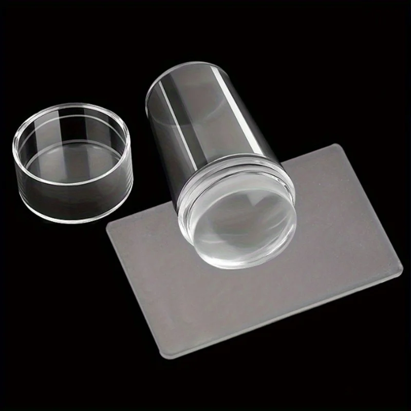 1pc Transparent Silicone Nail Art Stamping Kit French Design For Manicure Plate Stamp Polish Seal Two Side Stamper Scraper Tools