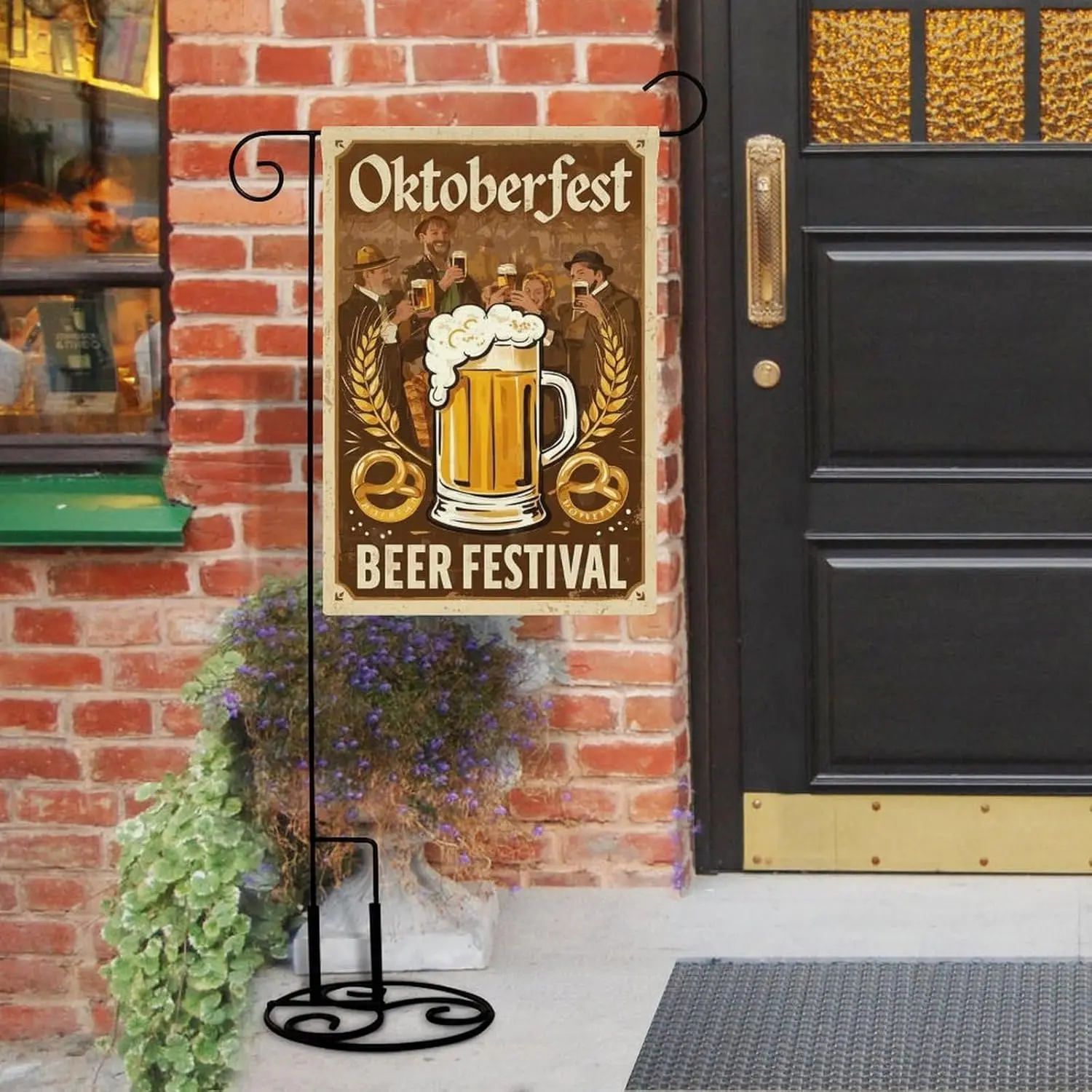 Garden Flag “Oktoberfest Willkommen Zum Oktoberfest Beer” Double Sided 12x18 In Burlap Seasonal Yard Decoration for Outside  KZA