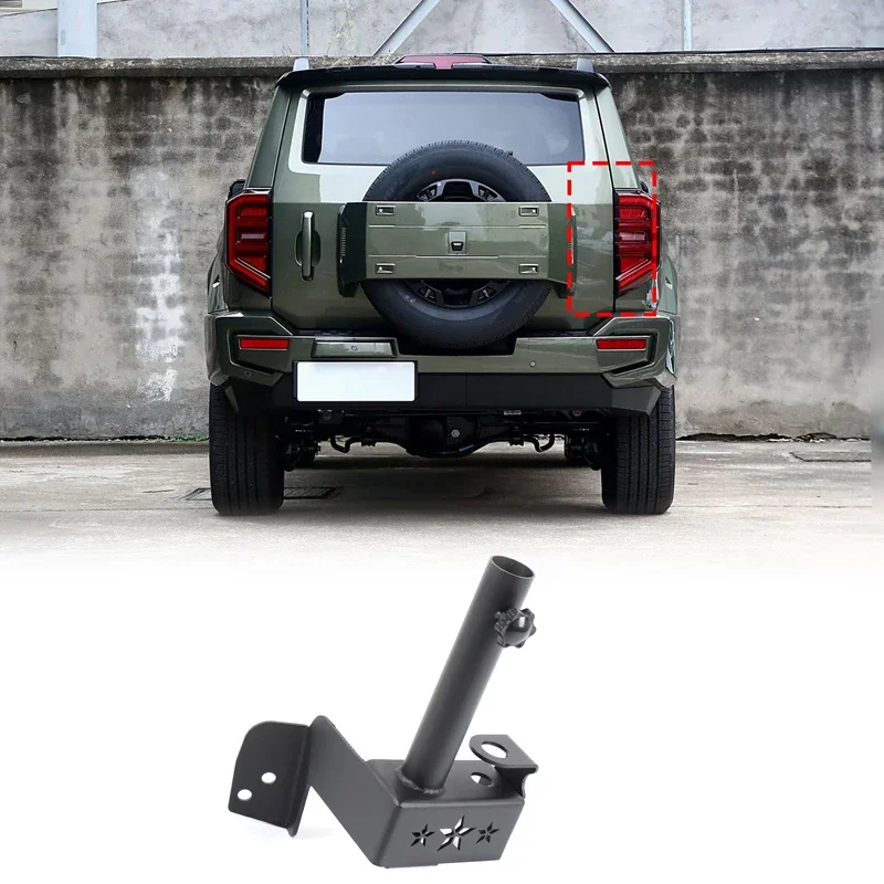 

For Great Wall Tank 400 2023-2025 Carbon Steel Black Car Tail Door Antenna Flagpole Bracket Trim Car Accessories