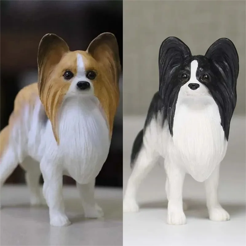 Mini modelo de perro Babylonian Papillon a escala 1/6 para decoración de simulación de 12 pulgadas figuras de juguete hechas a mano