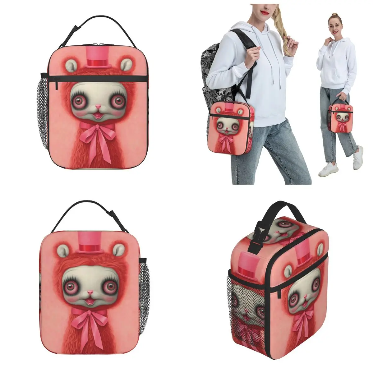 Mark Ryden Doll Pink Insulated Lunch Bags Cooler Bag Reusable Portable Tote Lunch Box Men Women Beach Picnic