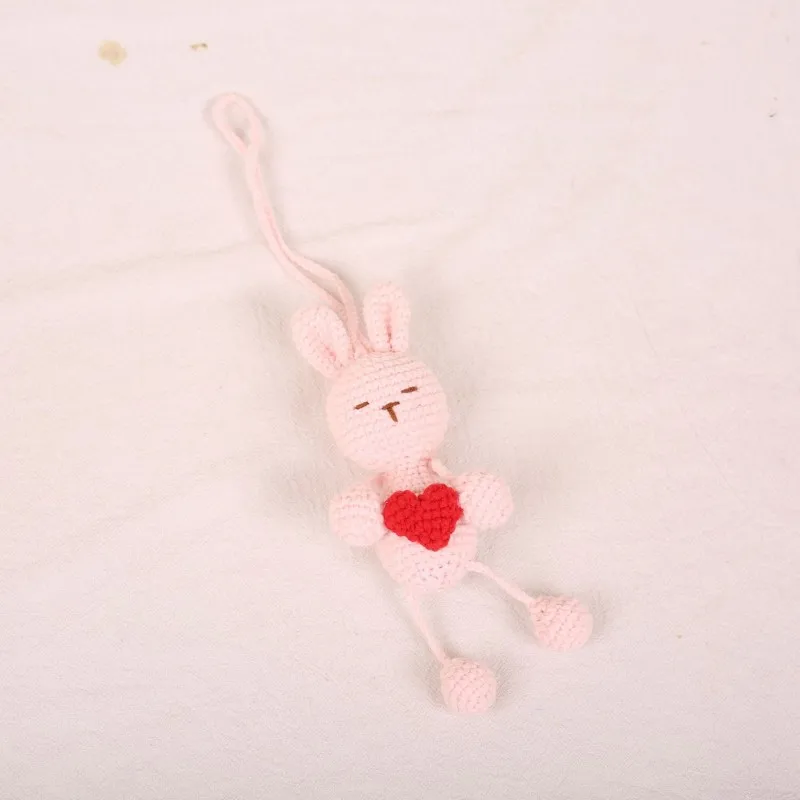 Handmaking Cartoon Animal Doll Crochet Keychain Cute Knitted Raccoon Keyrings For Bag Pendant Knitting Fox Doll Custom Accessory