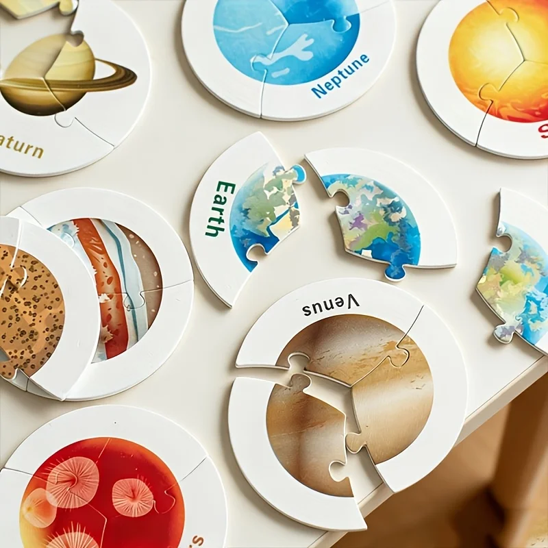 Ensemble de 27 pièces de puzzle planétaires en bois du système solaire, jouets éducatifs d'astronomie, décoration de salle de classe, cadeau de géographie
