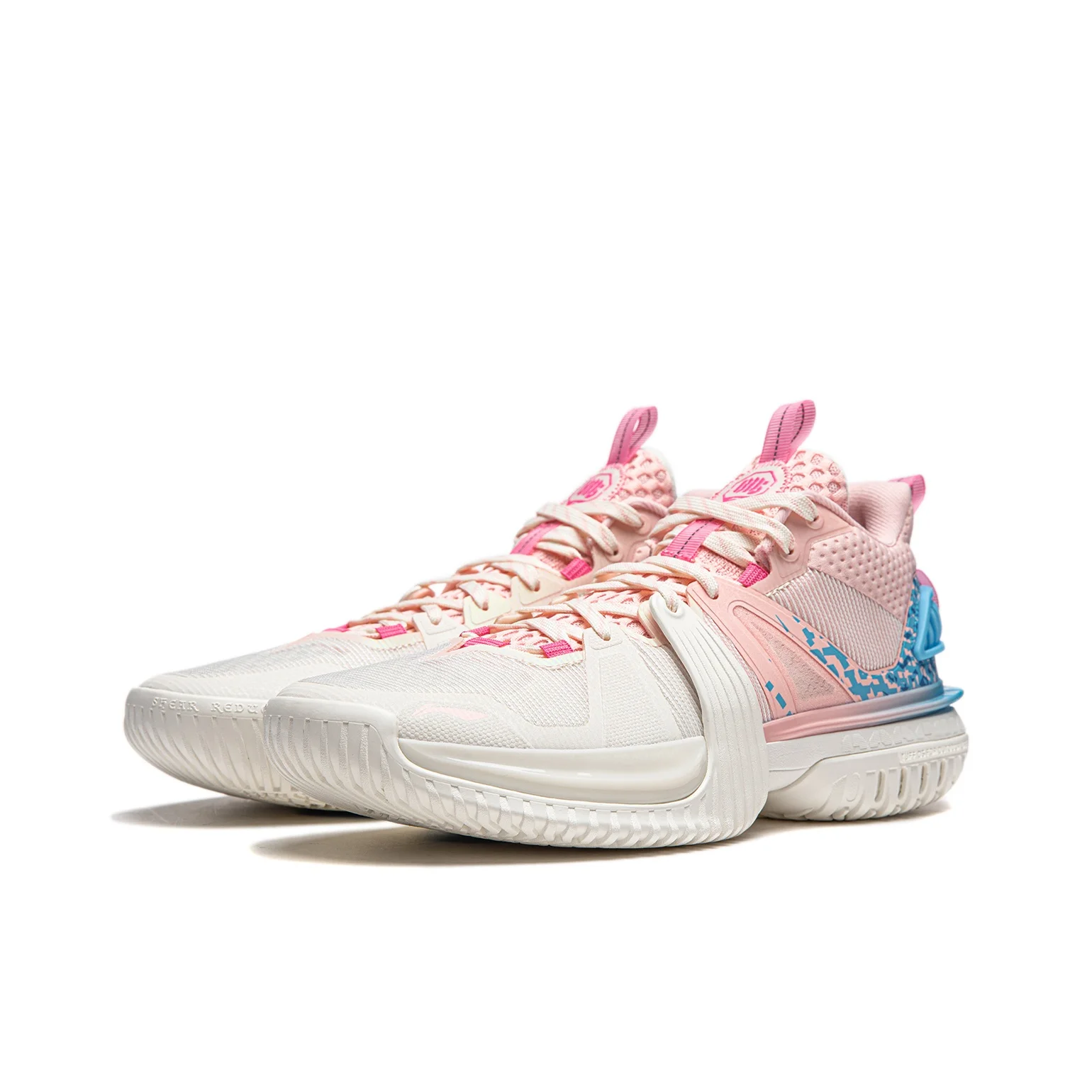 Li Ning Storm 2024 Cushioning Breathable Lightweight Rebound Low top Basketball Shoes Men's White Pink ABFU017-2 view 4