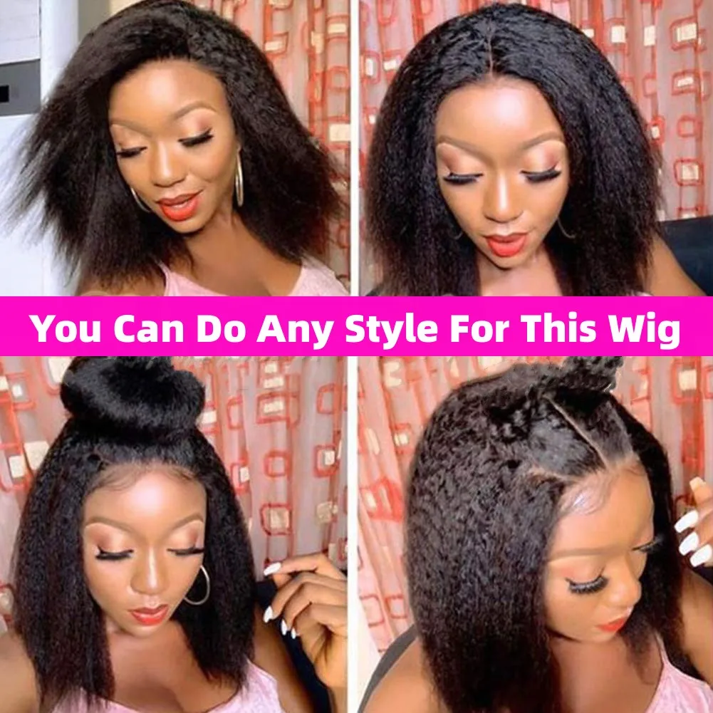 

Короткие парики-боб с кружевной передней частью для женщин, из натуральных человеческих волос, необработанные китайские волосы высшего качества, с возможностью свободного пробора, прямые, с HD-кружевом