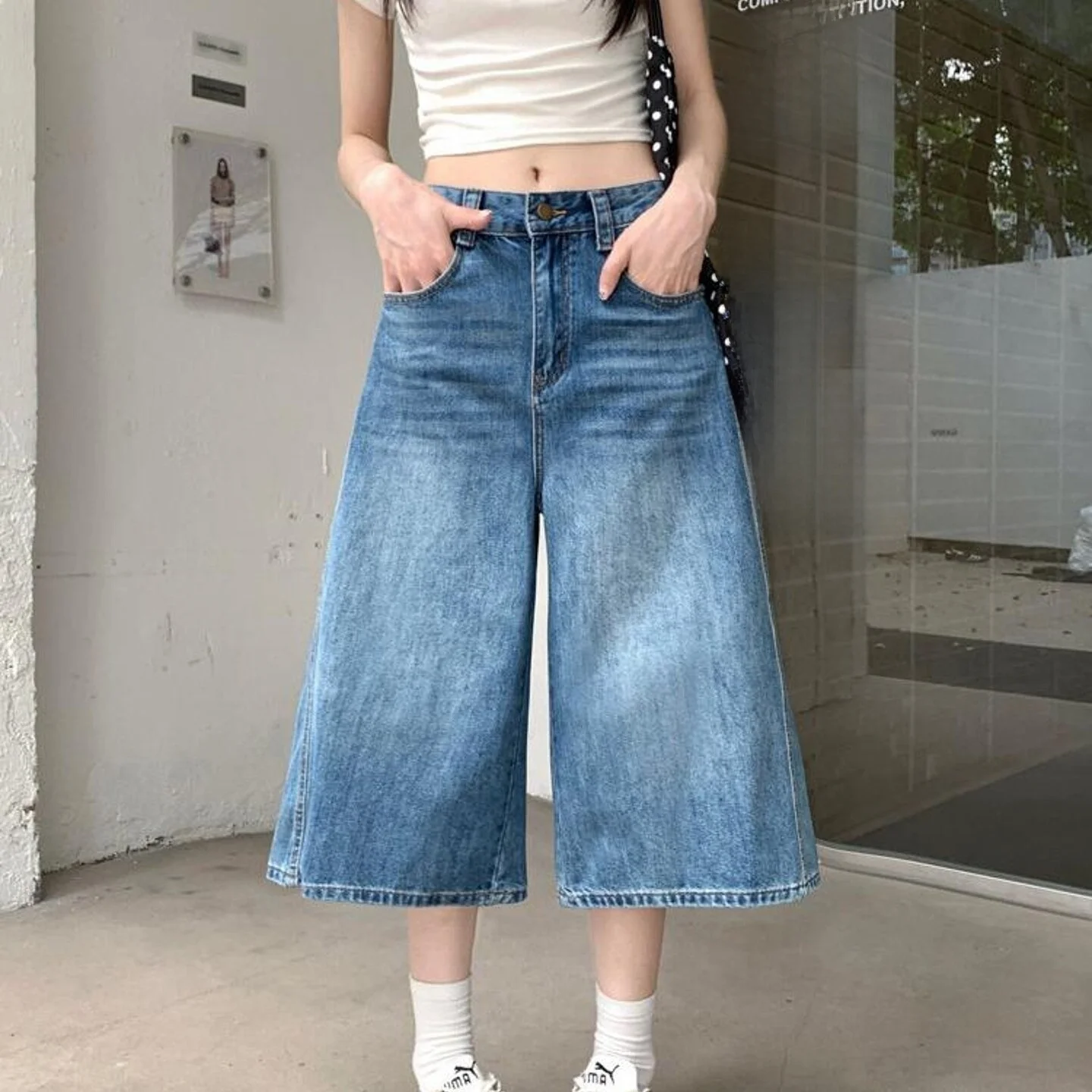 

Retro American Fashion High Waist Wide Leg Seven Inch Jeans Women's Trendy Loose Fit Denim Pants Summer 2026 Outdoor Wear