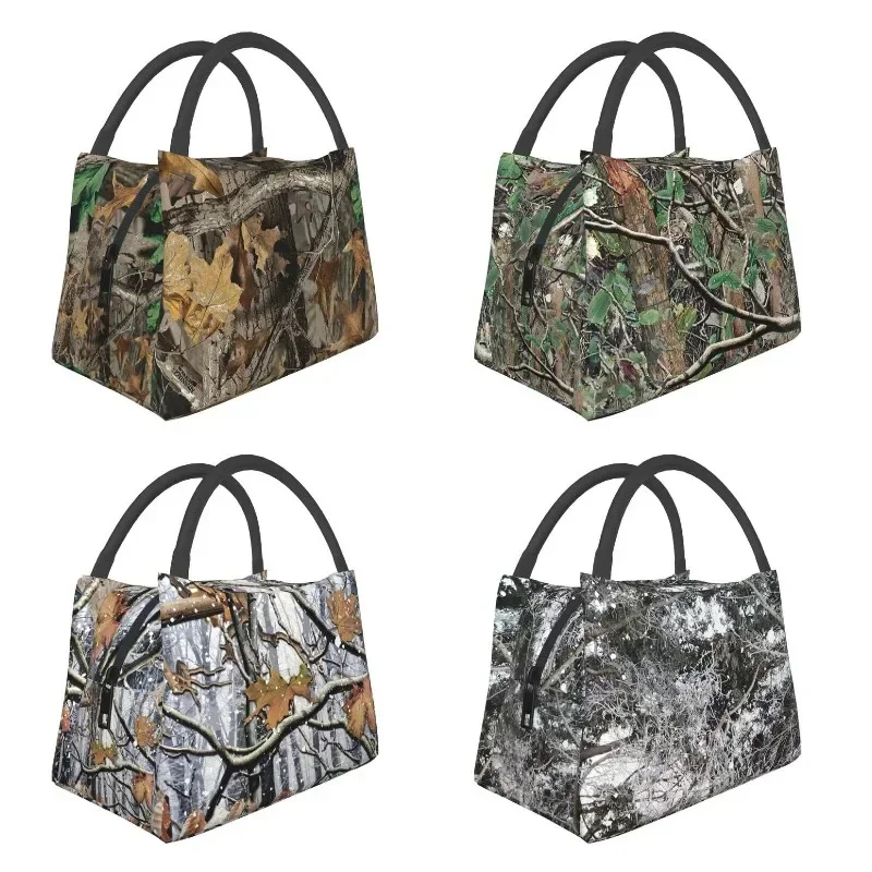 Real Tree Camouflage Camo Insulated Lunch Bag for Outdoor Picnic Portable Cooler Thermal Lunch Box Women