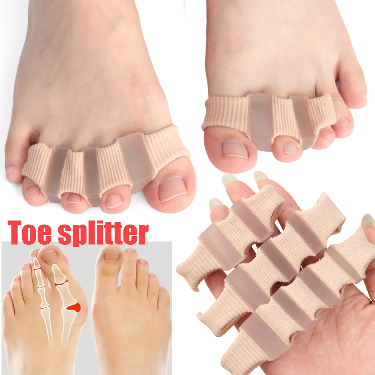 Bunion Corrector Toe Separator Silicone Gel Spacer Hallux Valgus Orthopedic Toe Splint Pain Relief Foot Care Tool for Men Women