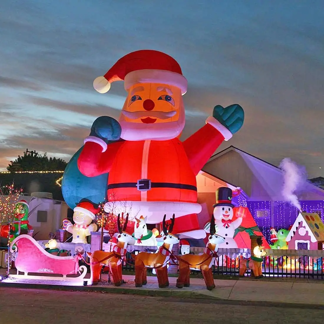 Gigante inflável papai noel decoração de quintal de natal com ventilador explodir decorações de natal ao ar livre festa de feriado de natal