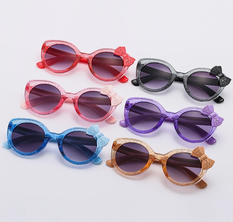 2024 Kids Fashion Sunglasses Kawaii Bowknot Eyeglasses Frame Boys and Girls Fashion Wear Sunshade and Sunscreen Sunglasses