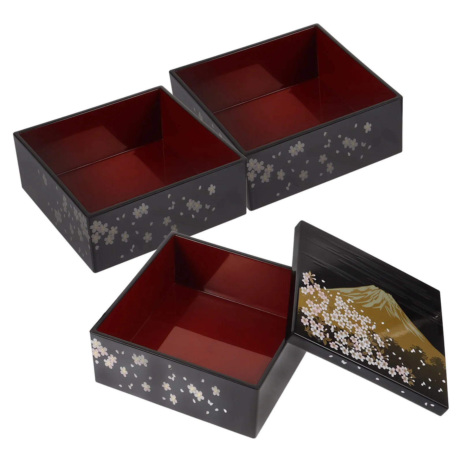 

3-Layer Japanese Style Sushi Case Traditional Plastic Food Storage Container With Lid For Snacks Desserts Portable Picnic Gift