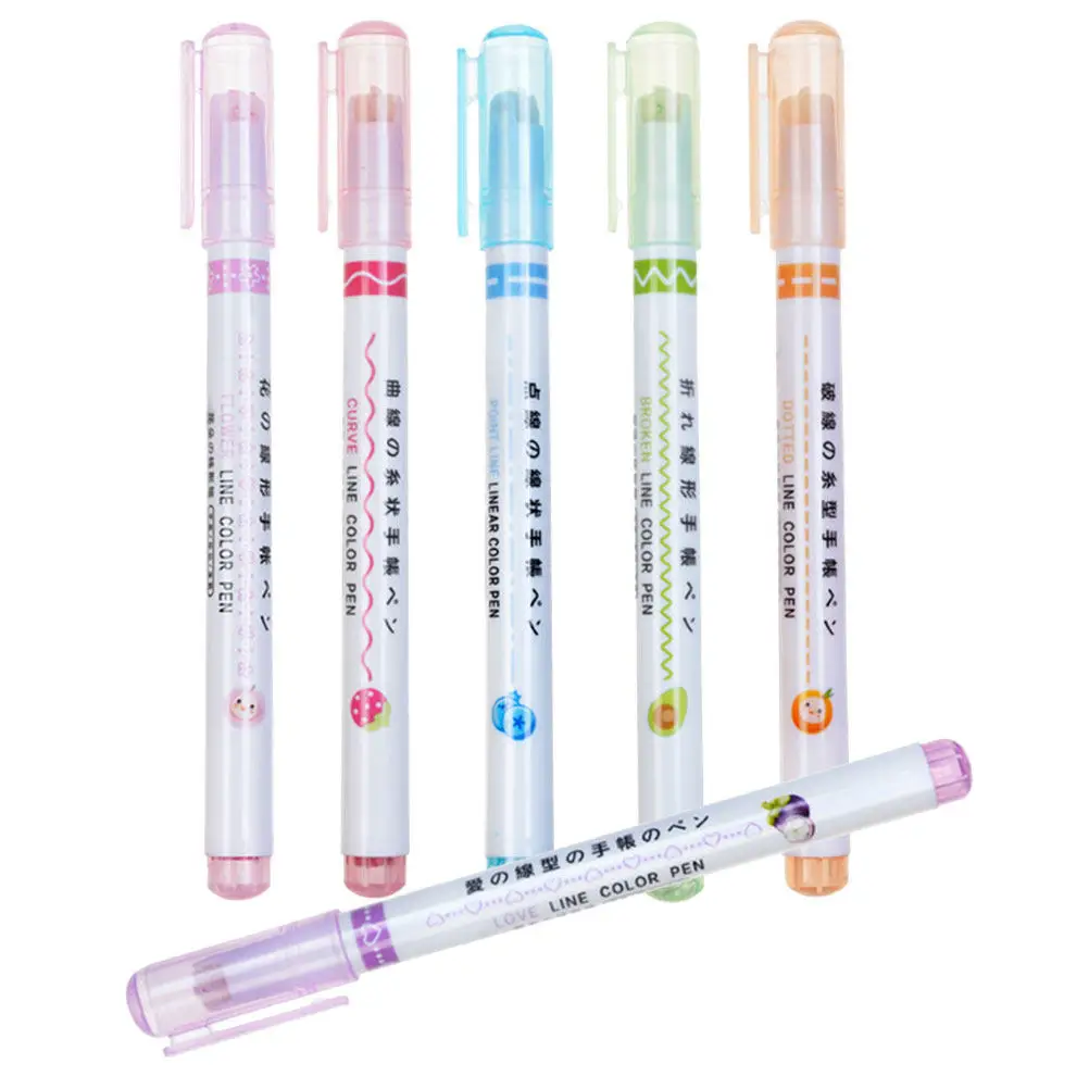 

6Pcs Highlighter Marker Pen Set Safe Material Fast-Drying Ink for Card Decorating Calendar Highlighting Art Office Supplies