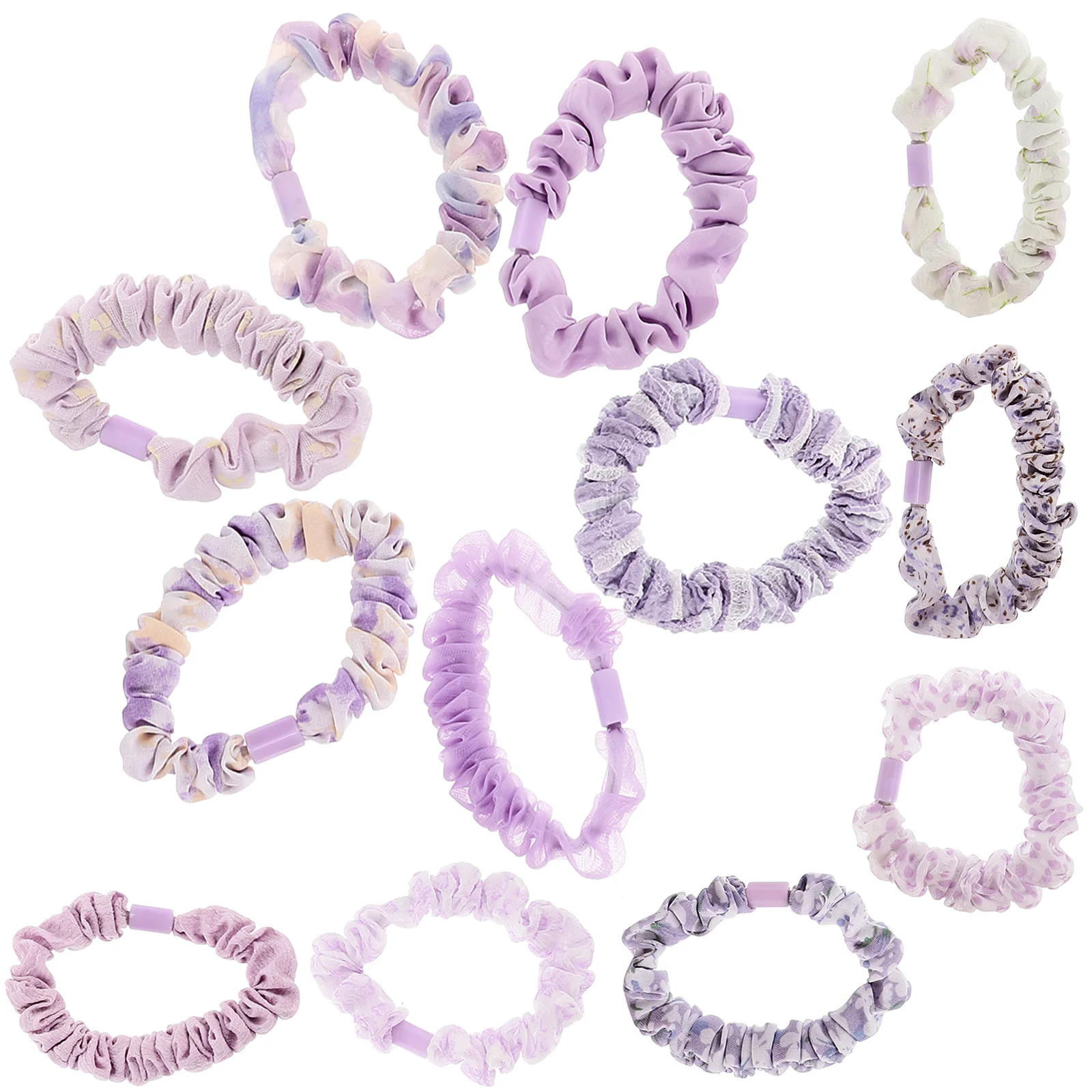 

12pcs Elastic Women Girls Elastic Scrunchies Hair Ties Floral Design Ponytail Holders Bulk Accessories Hair Bands