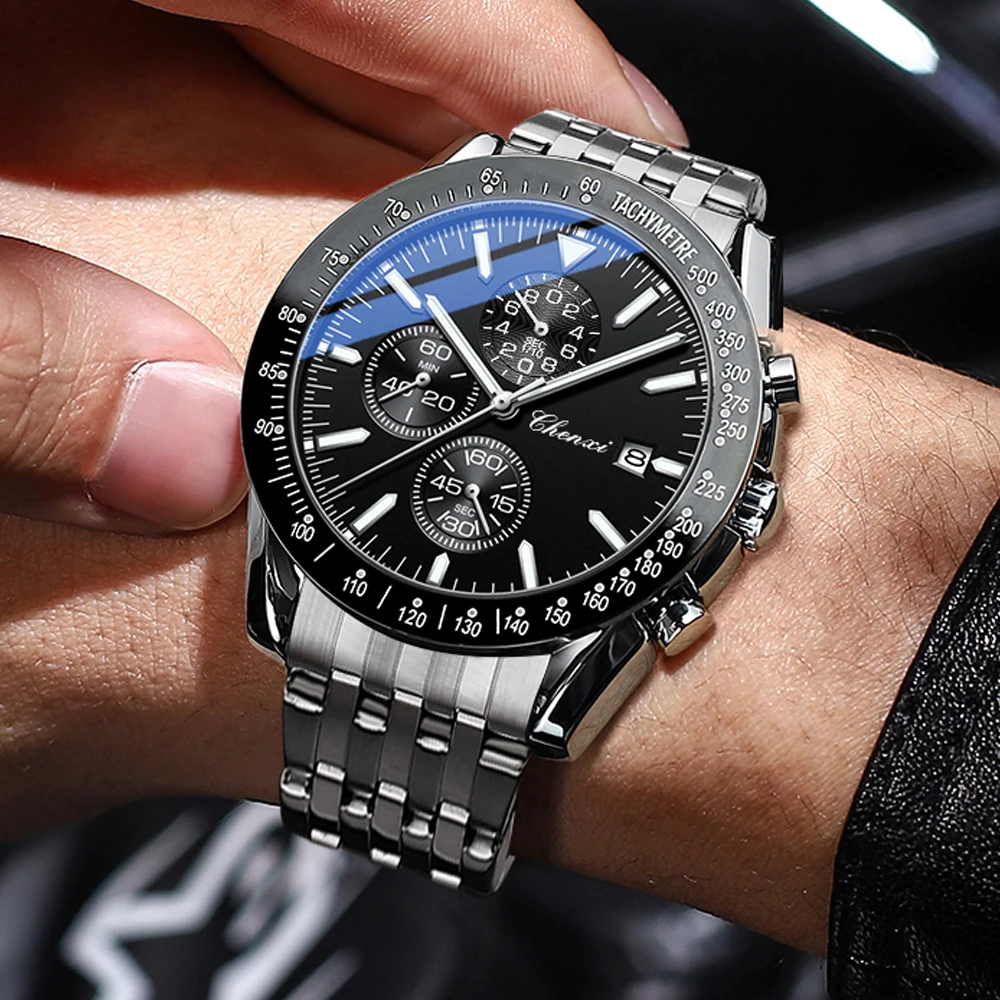

CHENXI лучшие мужские часы, роскошные многофункциональные кварцевые часы с хронографом, светящиеся часы для мужчин, водонепроницаемые мужские подарки Reloj