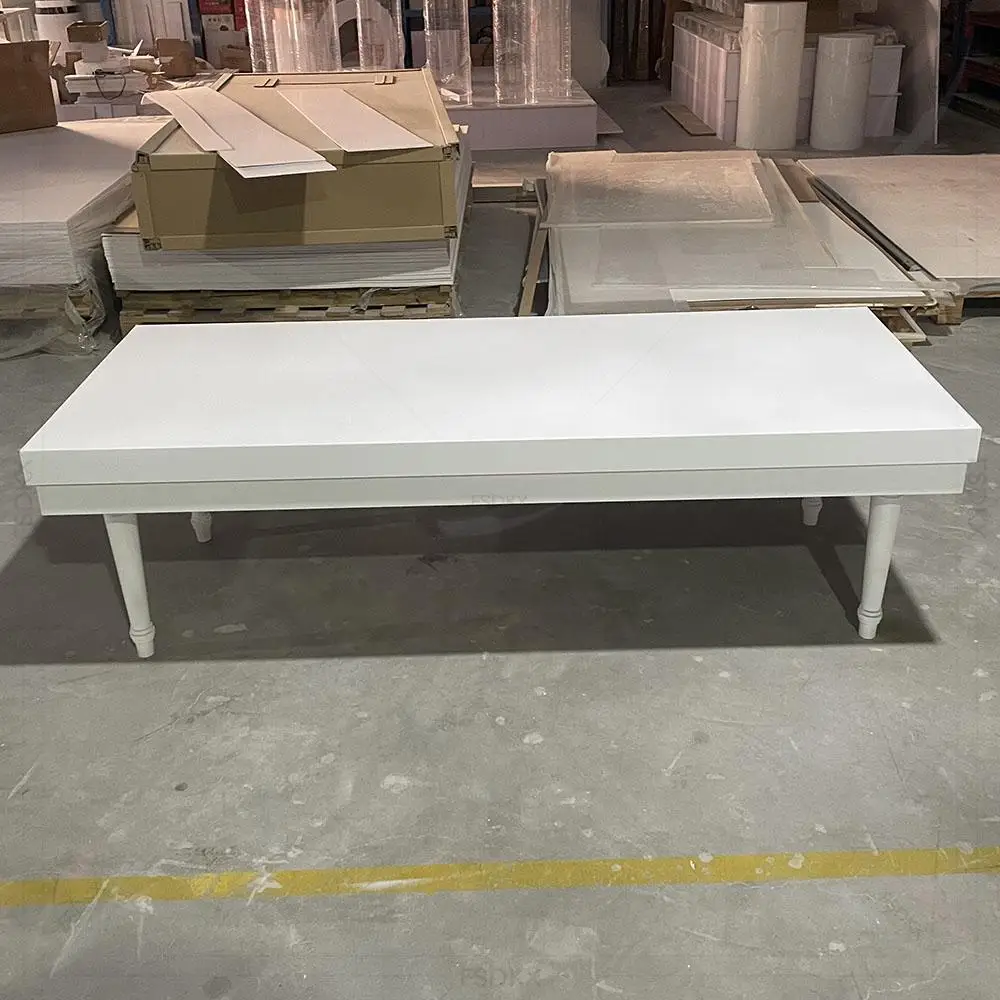 Factory Sale White Decorate Acrylic Wedding Table Bridal Table Pvc Acrylic Rectangle Party Event Sweetheart Table Rental
