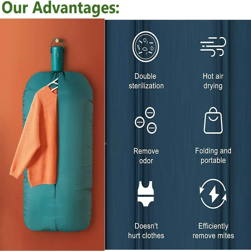 Portable Clothes Dryer, 250W Multifunctional Small Dryer Machine, Big Bags for Travel and Home Laundry