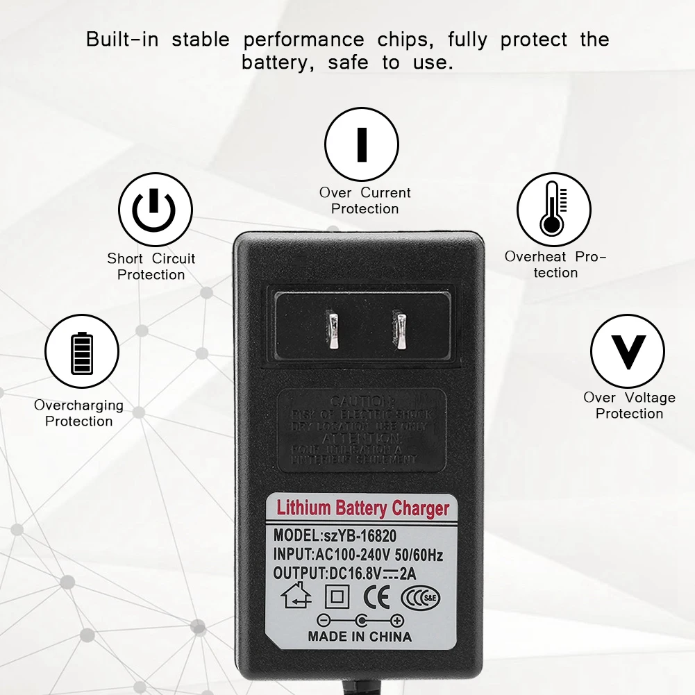 Battery Lithium Battery 16.8V 2A Replacement Power Adapter Lithium Ion Battery Safe