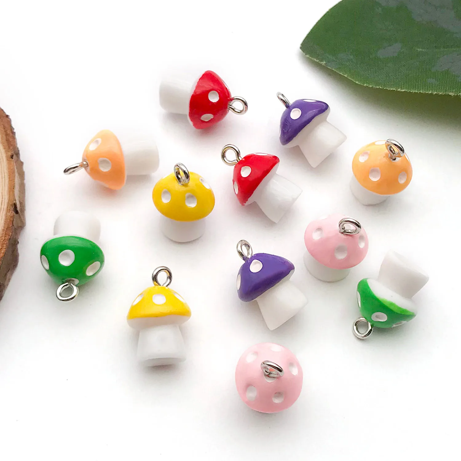 5/12pcs Cartoon Colorful Small Mushroom Resin Charms for DIY Keychains, Earrings, Necklace Pendants & Jewelry Accessories.