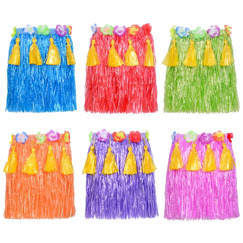 Luau Hula Skirts Grass Party Hawaiian Plastic Colorful Dance for Girls Women Performance  Birthday Celebration 40cm 80cm