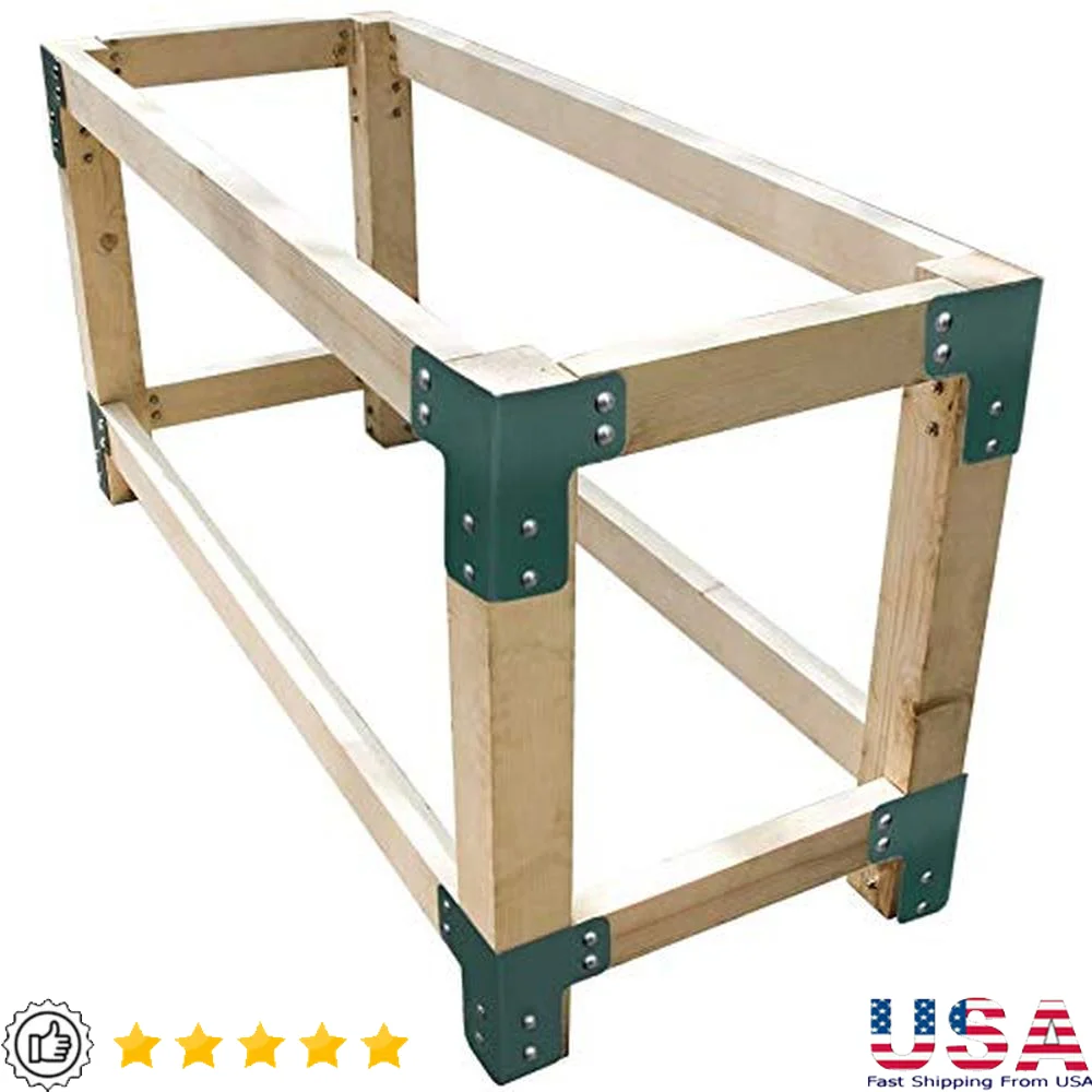 Heavy Duty Workbench Kit Garage Workbench Legs Brackets 8 PCS 4mm Green Corner Brackets Wood Workbenches DIY Shop Tables