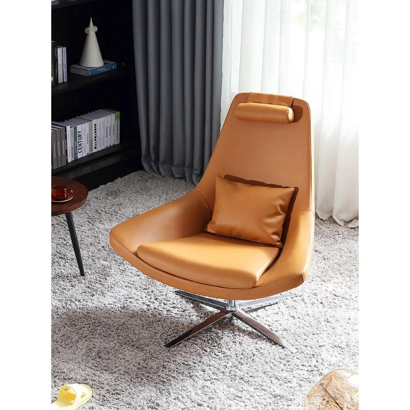 Single sofa chair Modern simple living room Bedroom balcony Creative casual leather sofa swivel chair