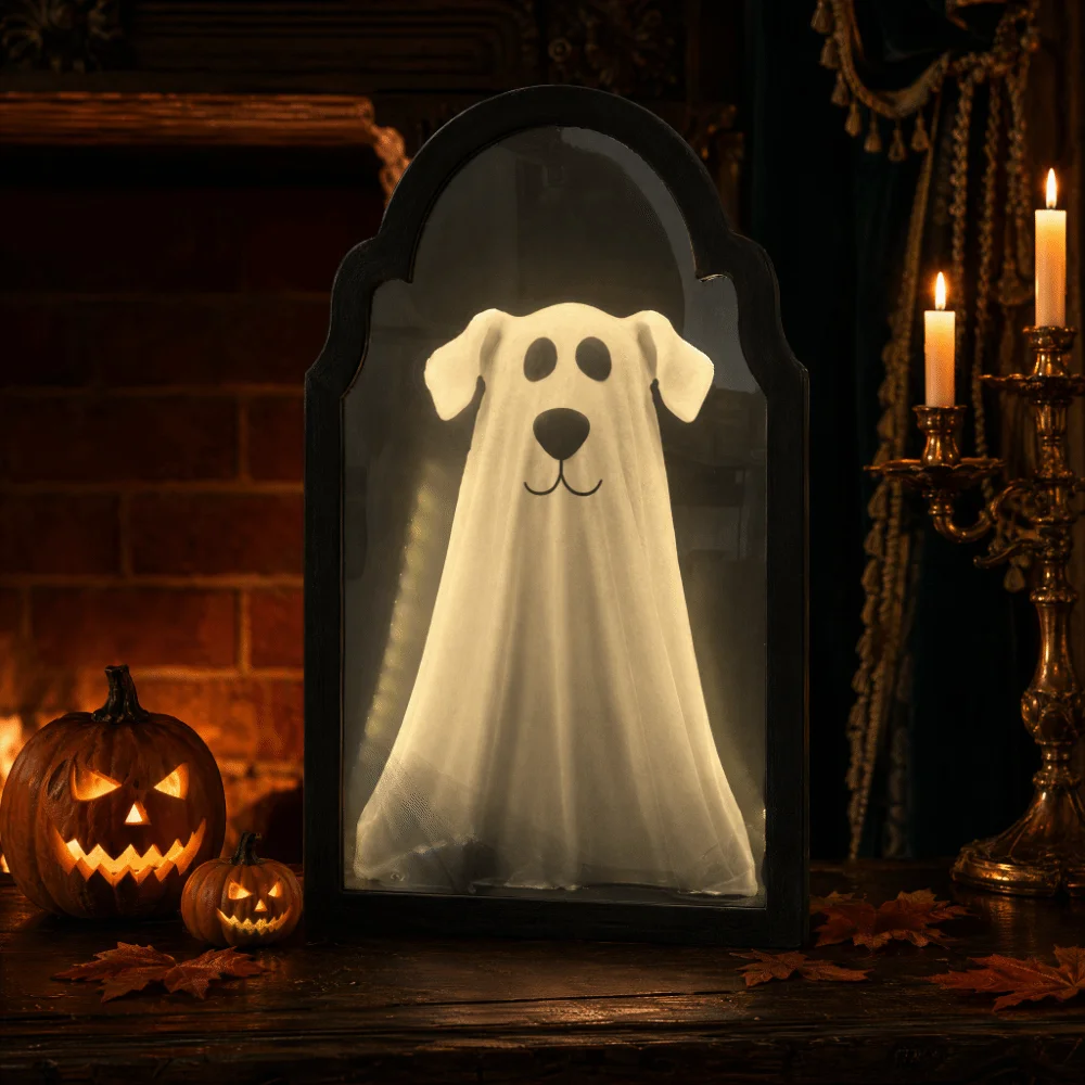 Gift Light Up Ghost Wall Mirror Battery Operated Ghost Shaped LED Mirror Decor Ambient Lamp Glowing Glowing Ghost Decor Bedroom