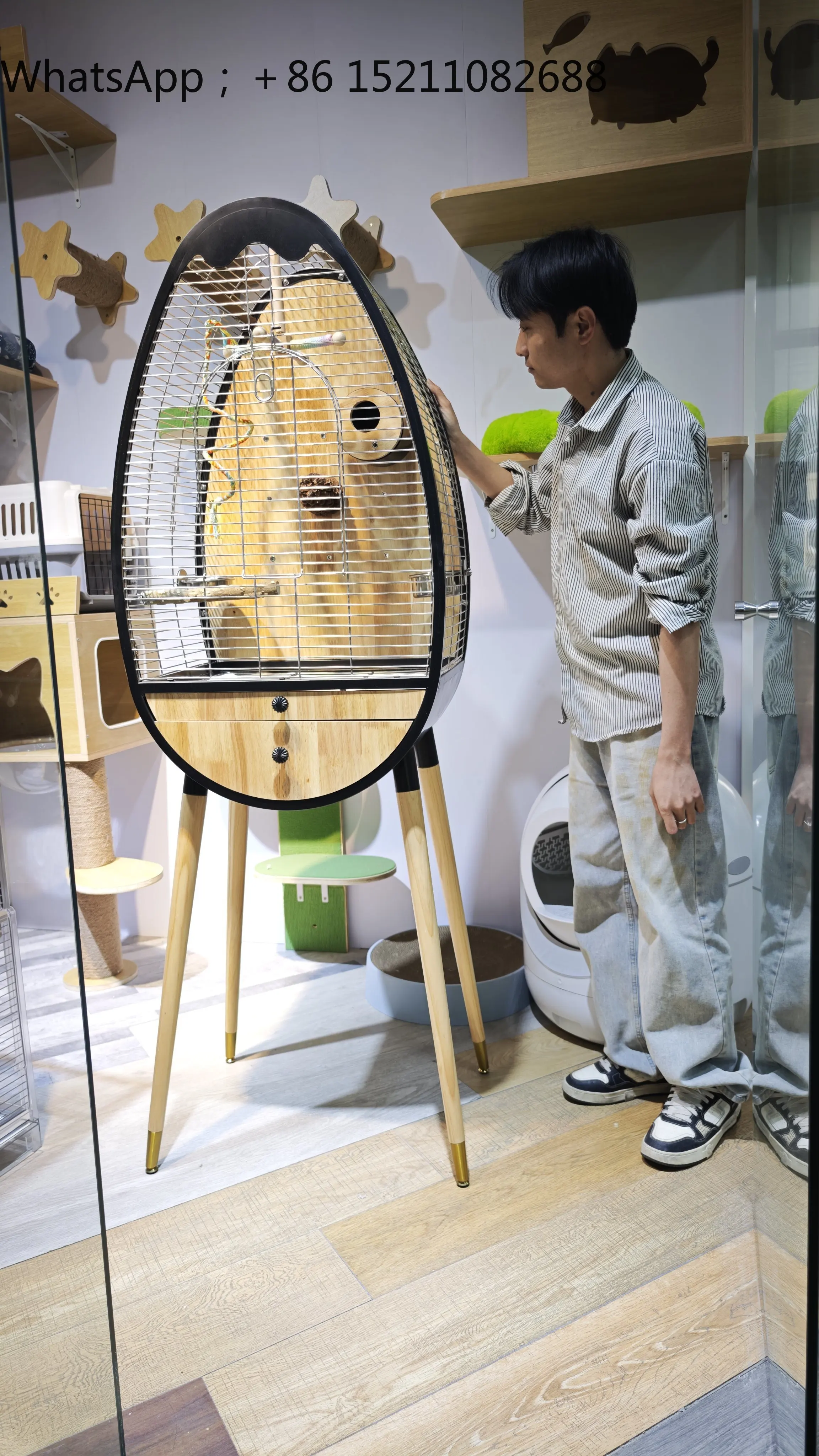LLY parrot bird cage villa stainless steel solid wood large Xuanfeng Keck little sun monk special bird cage