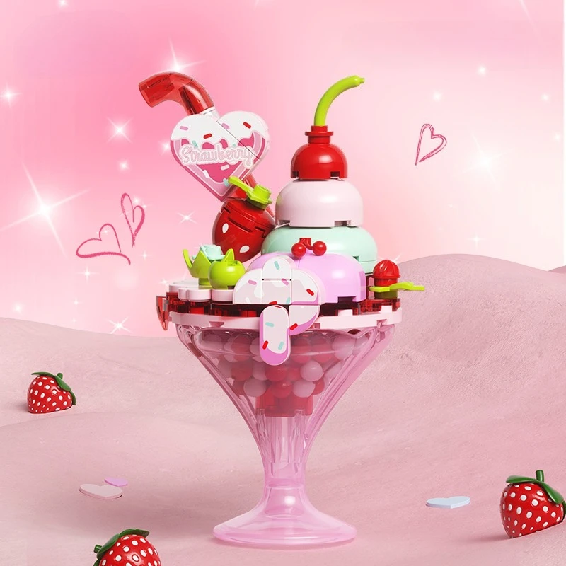 MOC Candy Pudding Sundae Drink Cups Building Blocks Set Play House Ice Cream Cups Decor Toy Children Adult Holiday Birthday Gift