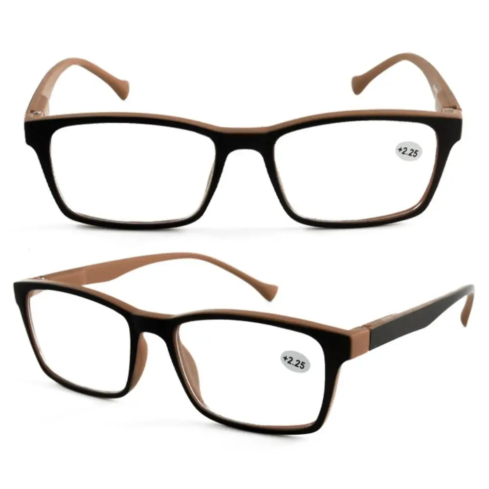 Retro PC Reading Glasses Decorative Glasses Rectangle Frame Glasses Brown Grey Red Blue Plain Glass Spectacles Men and Women