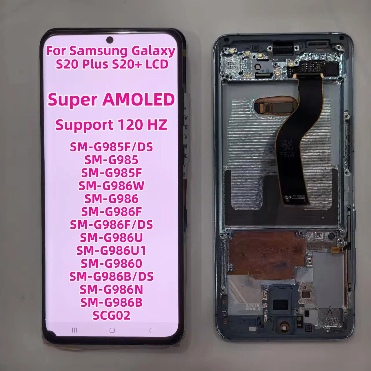 Super AMOLED For Samsung S20 Plus S20+ SM-G985 G985F/DS G985F G986W G986 G986F/DS G986N LCD Display Touch Assembly Replacement