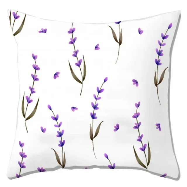 Bo Niu Pillow Cover Purple Lavender Pattern Plant Polyester Pillow Car Hotel Home Sofa Decorative Pillow 1 Piece Set 45 * 45cm .