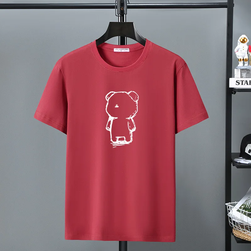 Big Size 10XL 12XL T-shirt Summer T Shirt Men Short Sleeve Cotton Tshirt Casual O-neck Tops Tees Male Bear Print Shirt Crewneck