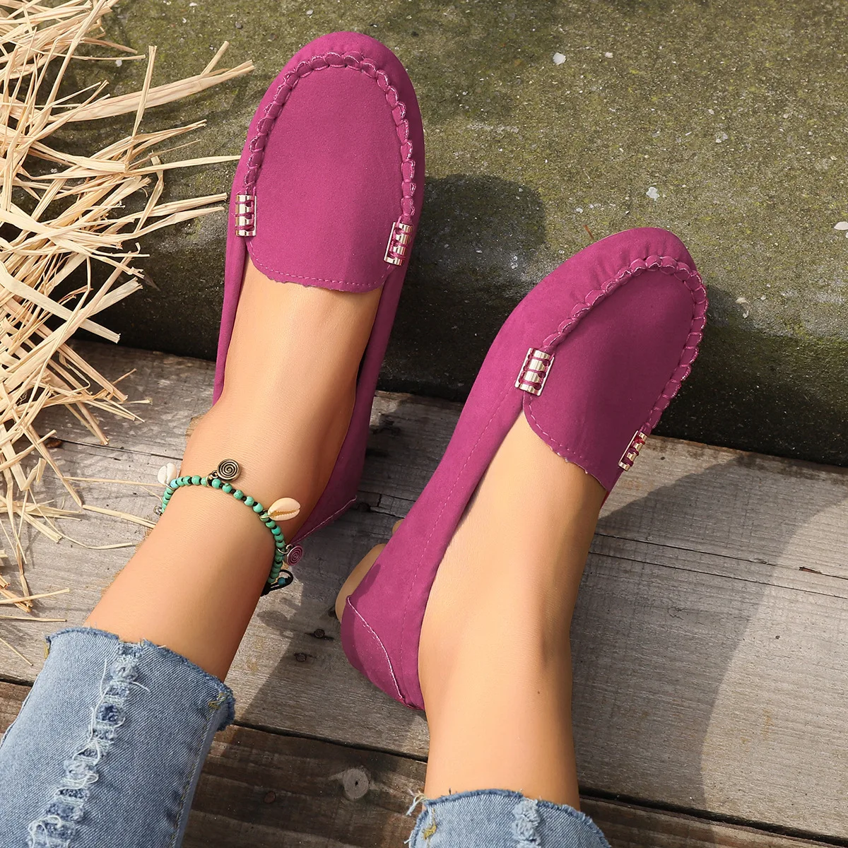 Flat Shoes Women Denim Loafers Big Size Womens Shoes Casual Spring Ladies Platform Shoes Slip-On Canvas Shoes Zapatos De Mujer