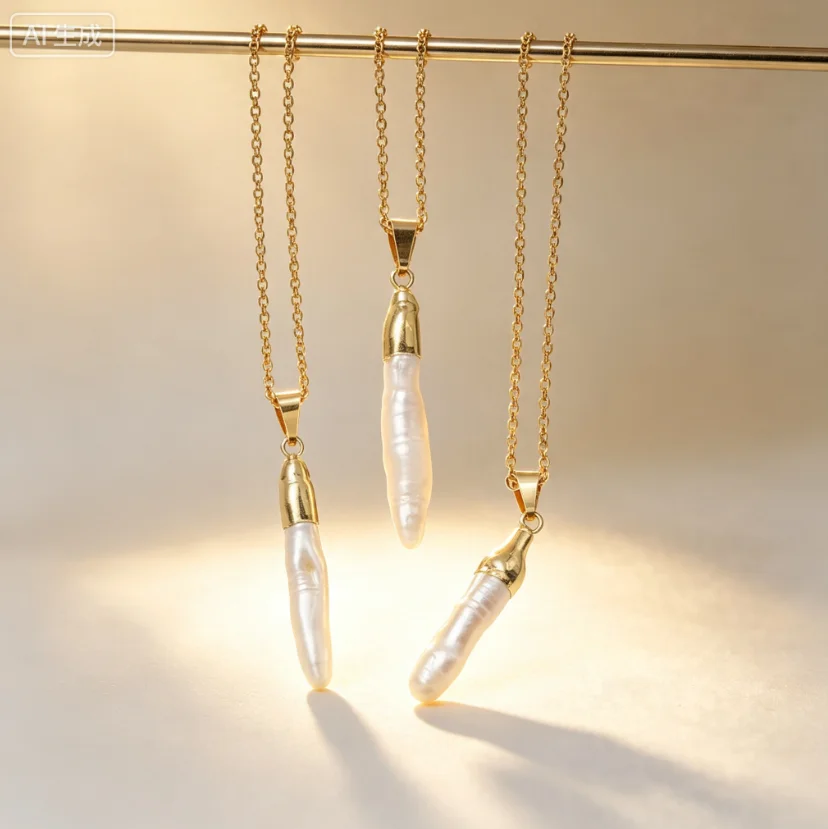 wt-n830-卸売ファッション天然パールネックレスデザインジュエリー、女性用ゴールドストリップ付き