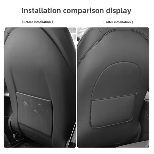 Imagen 2 del producto Estera protectora para respaldo de asiento de coche, alfombrilla protectora antiarañazos de cuero para asiento completo Tesla Model 3 / Y, accesorios para coche