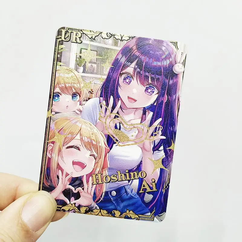 Anime Goddess Story Rare DIY ACG Metal Refractive Flash Cards Hoshino Ai Toys for boys Collectible Card Christmas Birthday Gifts