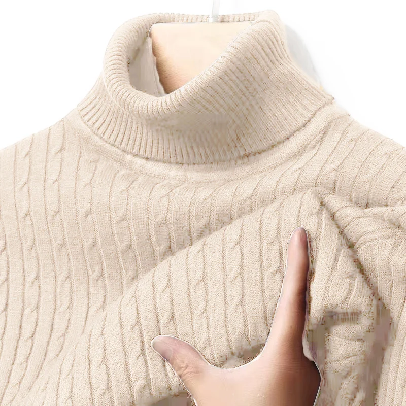 Winter High Neck Thick Warm Sweater Men Turtleneck Brand Mens Sweaters Slim Fit Pullover Men Knitwear Male Double Collar