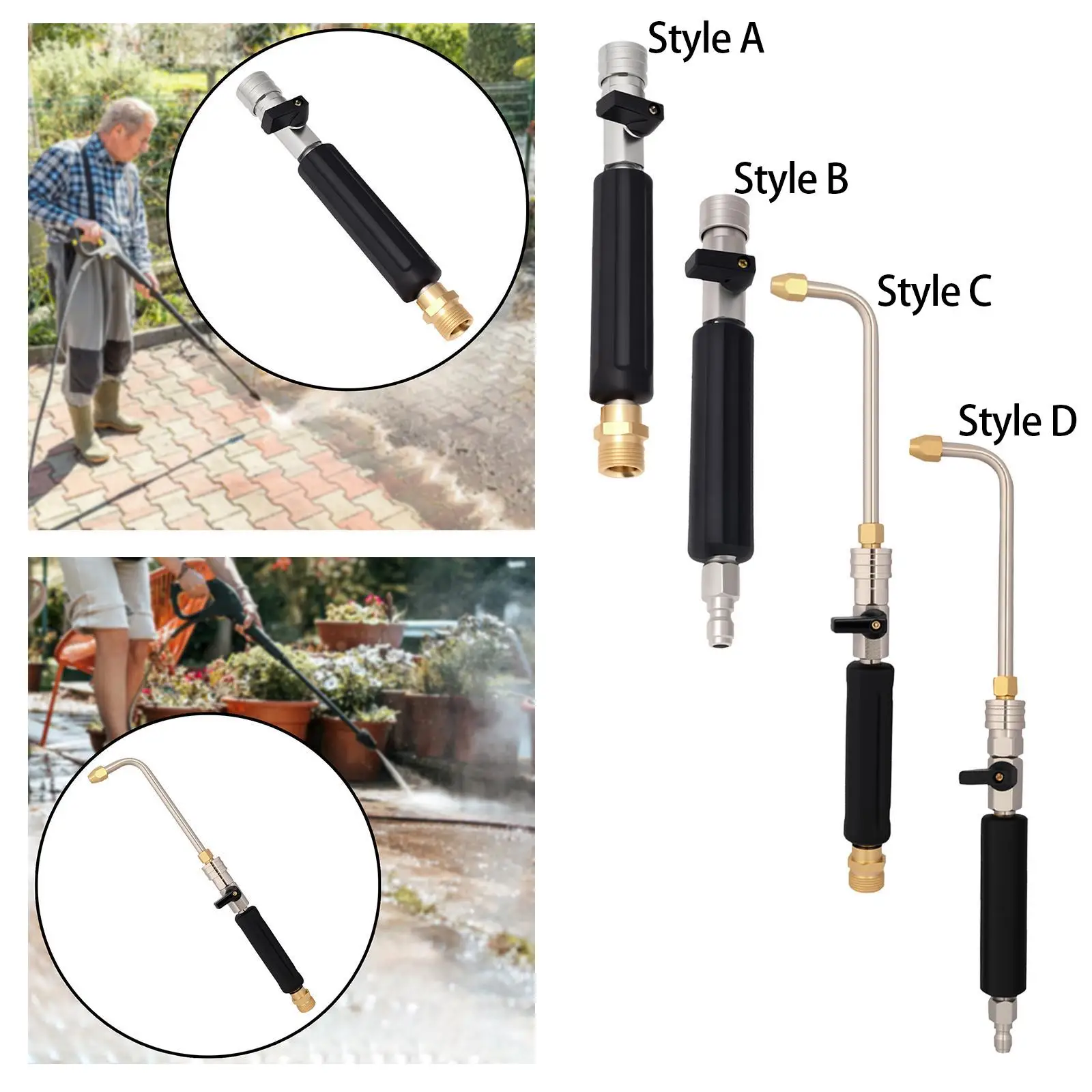 Pressure Washer Extended Wand Quick Connector for Garden Wash Deck Car
