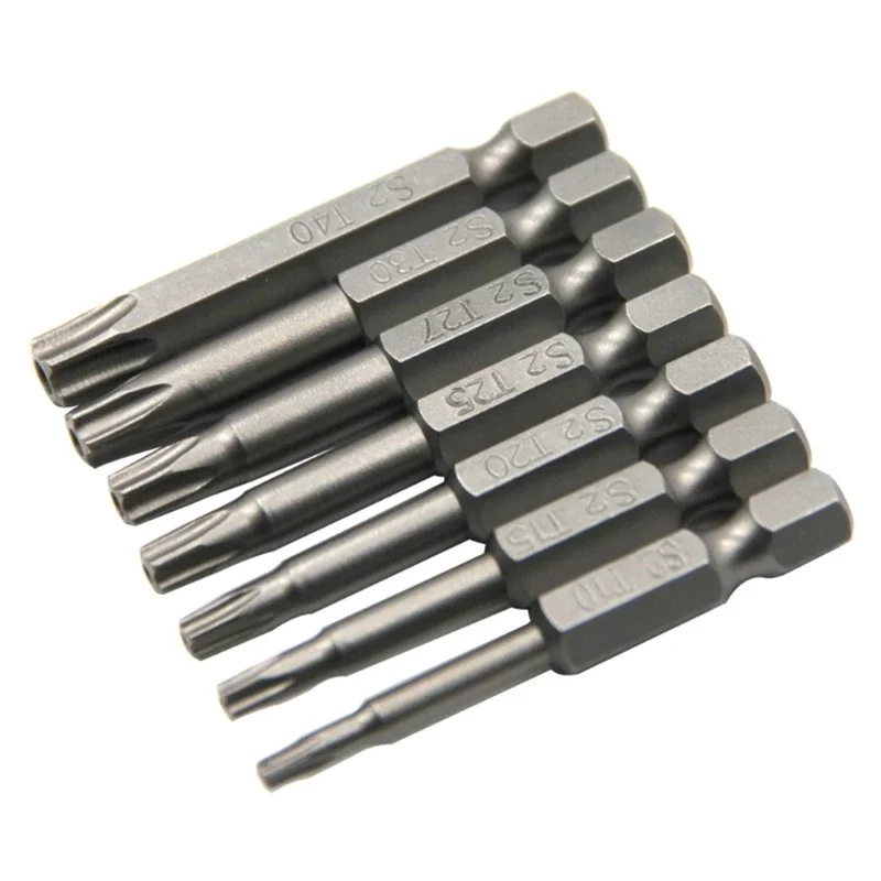 7 Pack Torx for Head Screwdriver Bit Set 1/4 inch Shank T10-T40 Steel Security Tamper Proof Star 5 Point Screwdriver