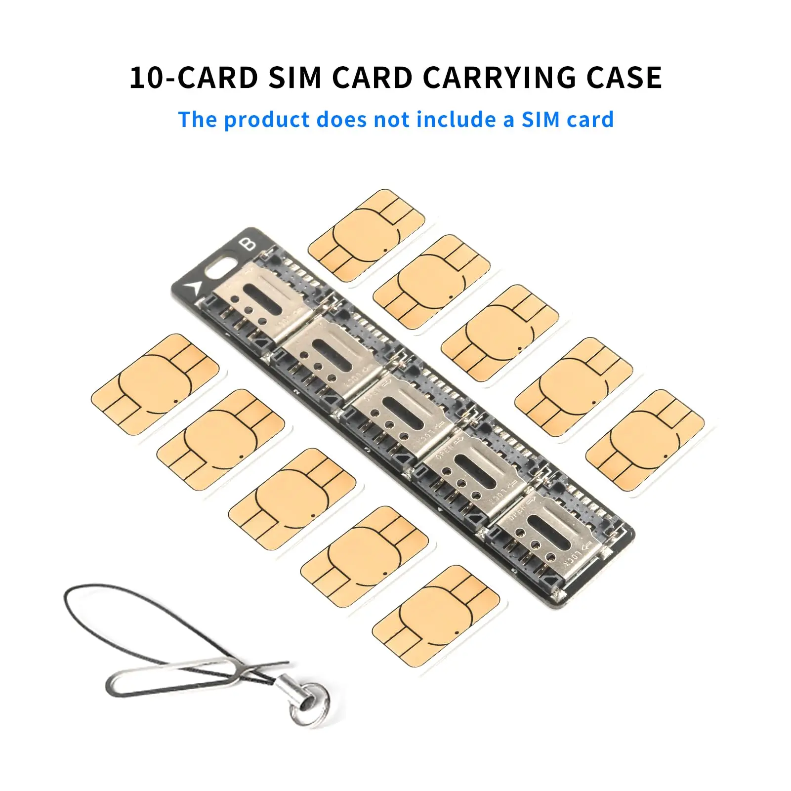 Portable Nano SIM Card Storage Case Compact SIM Card Holder Organizer Holds Up to 10 Nano SIM Eject Pin and Anti-Lost Lanyard