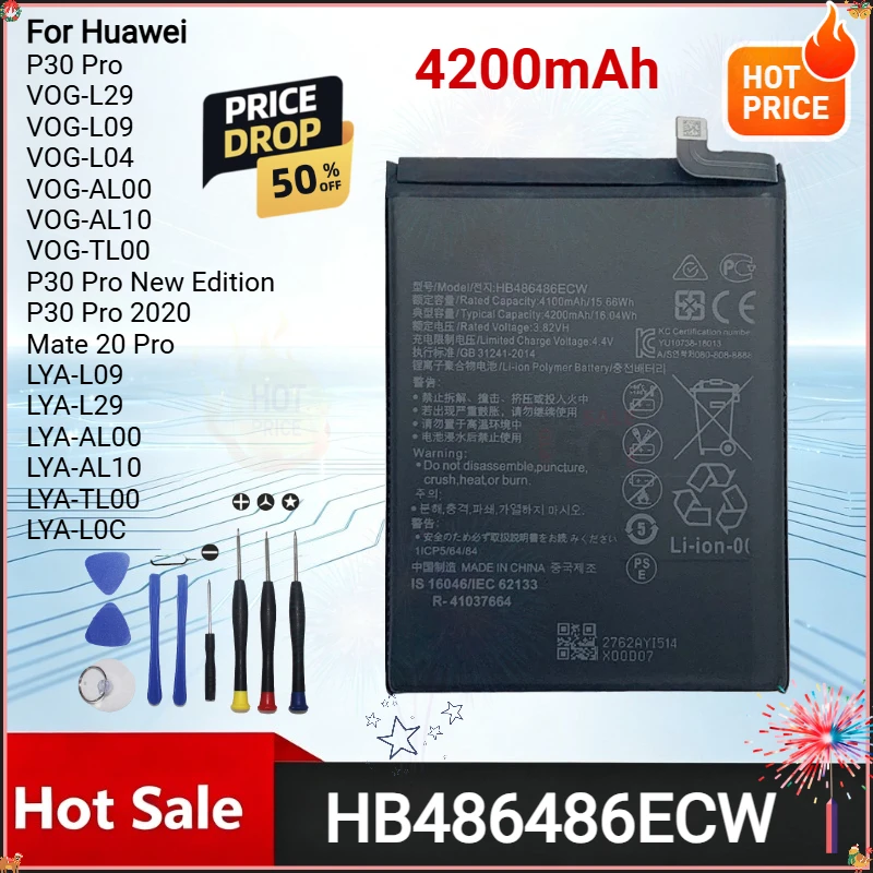 SWZY New HB486486ECW 4200mAh High-Capacity Phone Battery for Huawei P30 Pro/ Mate20 Pro Built-in Replacement Batteries