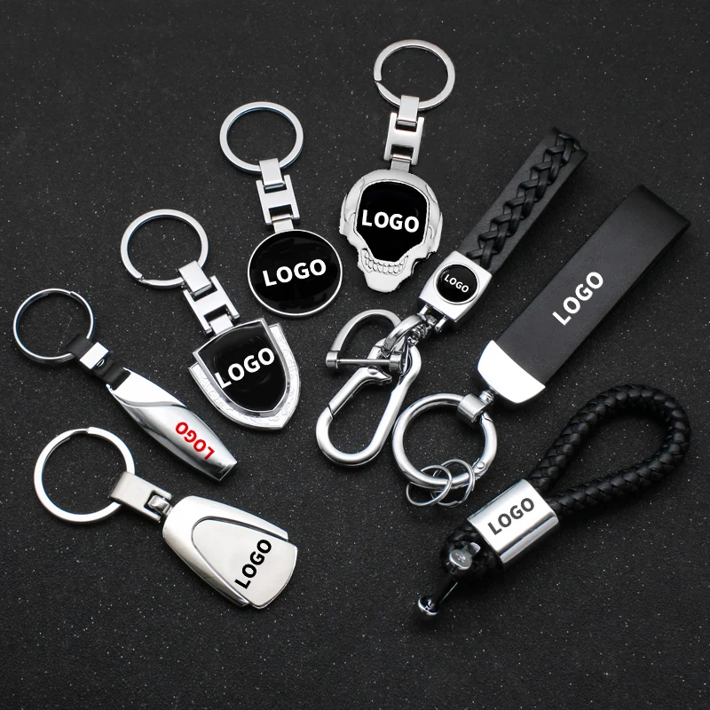 3D Car Styling Metal/Leather Key Rings Keychain For Audi Suzuki Toyota Ford VW Peugeot Hyundai SEAT Bmw Auto KeyChain Accessorie