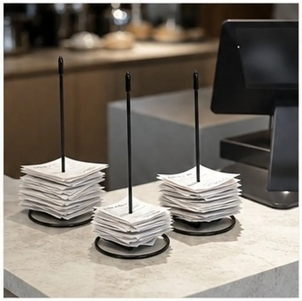 3Pcs Stainless Steel Receipt Holder Spike Heavy Base Desktop Bill Organizer for Restaurant Office Kitchen Milk Tea Shop Receipt