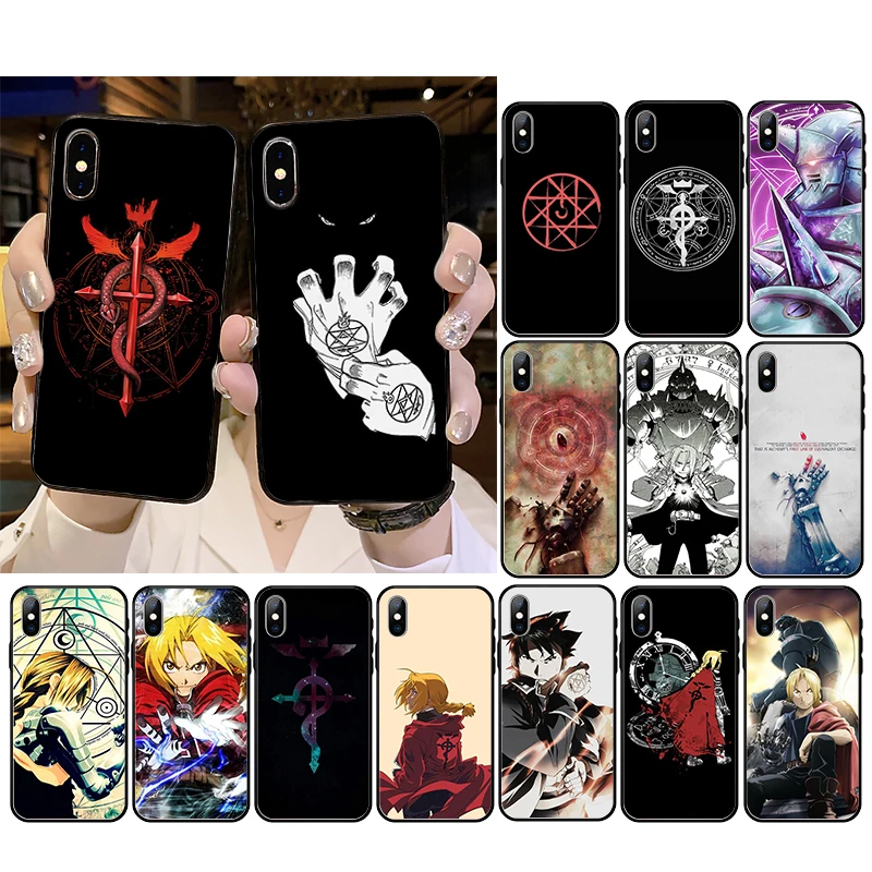 Funda de teléfono de Anime de Metal completo Alchemist Brotherhood para iphone 15, 14, 13 Pro Max, 12 mini, 12Pro Max, SE2, 11, 11Pro, XS MAX, XR, 14 Plus