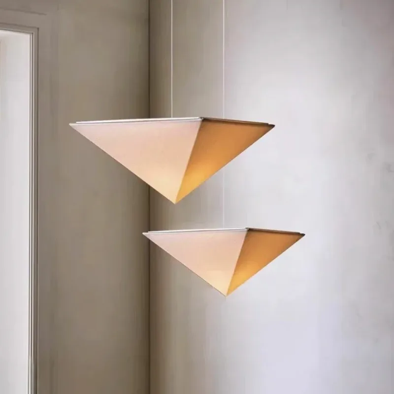 Triangle Fabric Pendent Light Wabi Sabi Style Home Decor Hanging Lamp Living Dining Room  Bedroom Bedside Atmosphere Chandelier