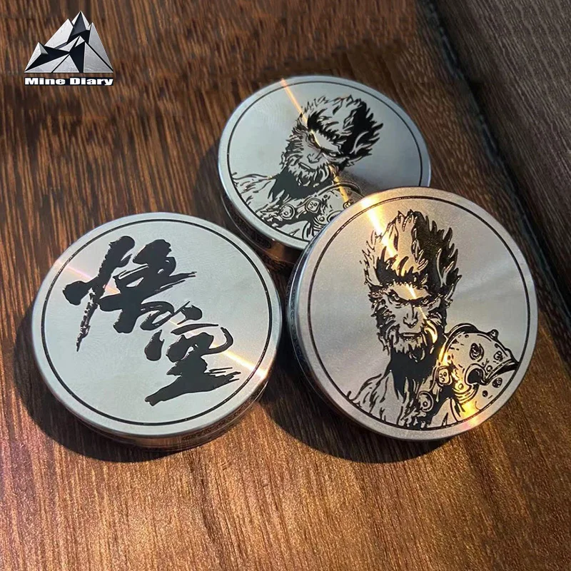 Wukong Haptic Coin Fidget Spinner Stainless Steel Ratchet Mechanical Rotary Push Slider EDC Adult Fashion Fidget Toys