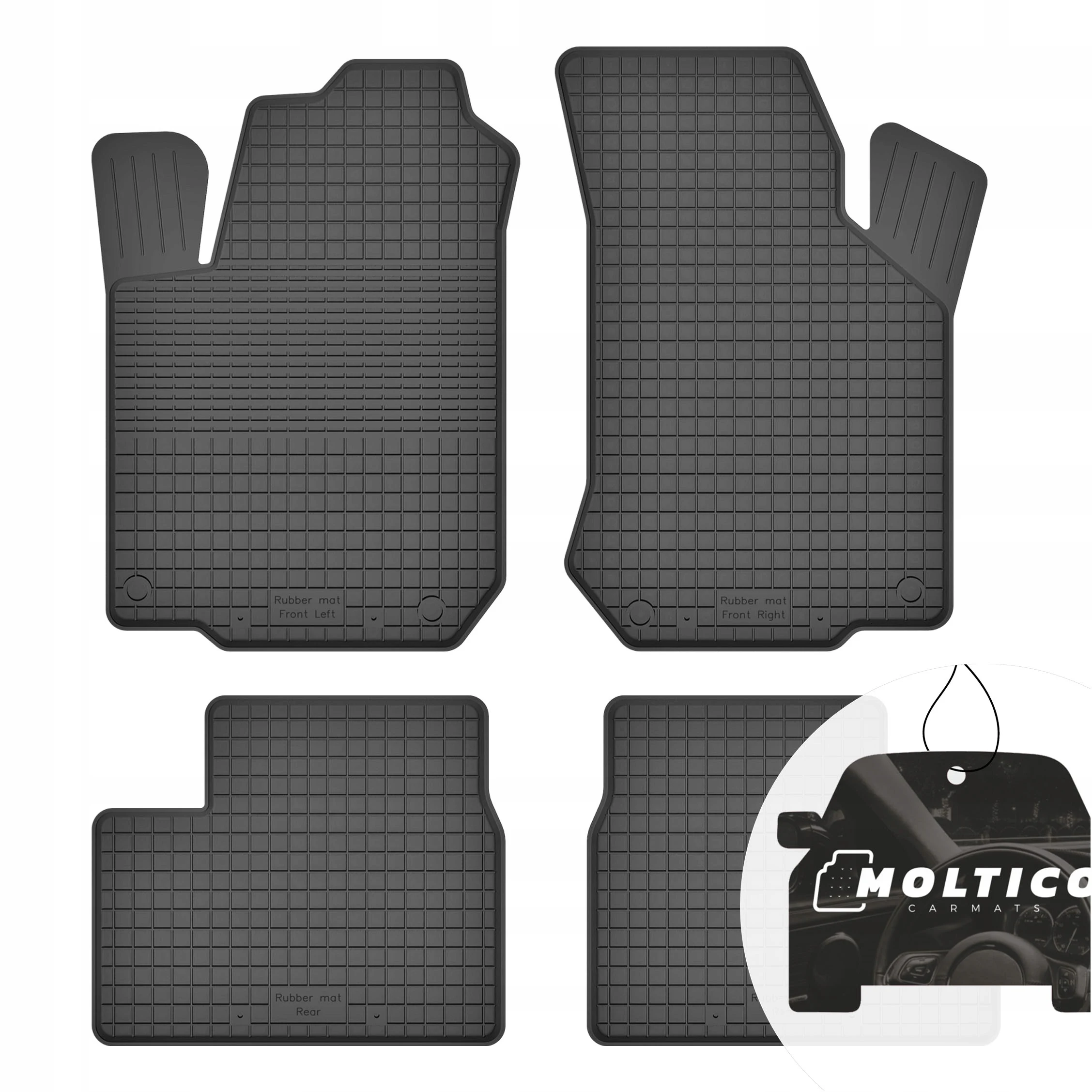 Rubberen matten, geschikt voor de Opel Corsa C, bouwjaar 2000-2006, set inclusief rand.