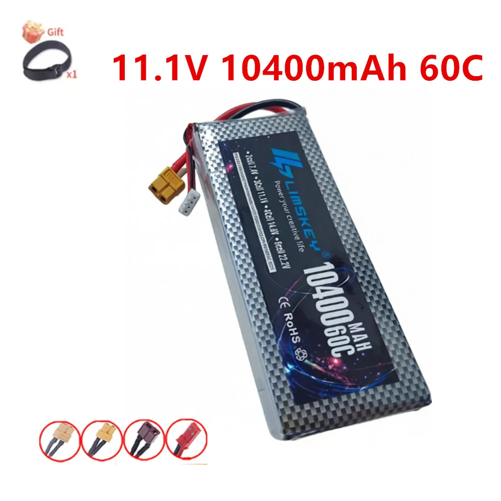 1/2PCS 3S 10400mAh Lipo Battery 11.1V 60C with XT60 XT90 TRX T Plug for RC Airplane RC Model Vehicle Car Drone FPV Model Racing