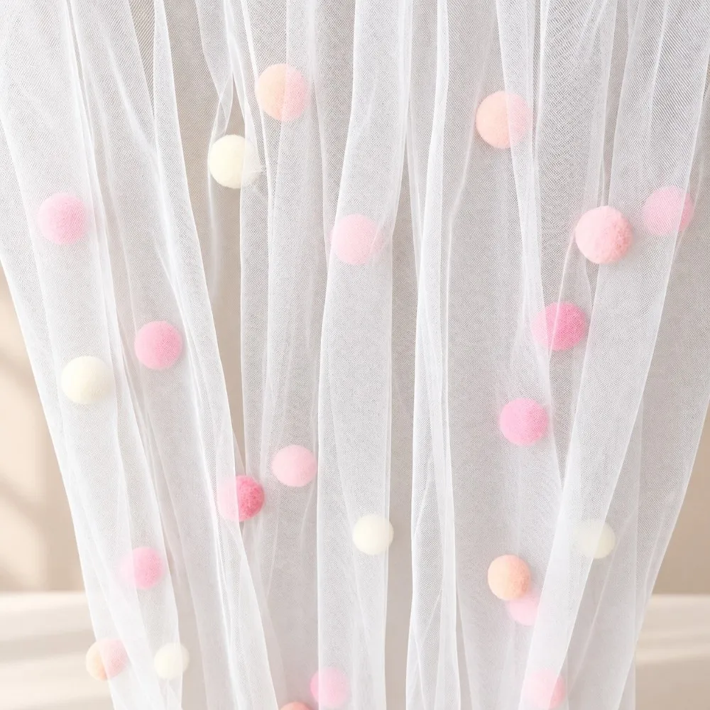 Romantic DIY Table Flag Multi-purpose Desktop Decoration Tulle Table Runner Home Decor 3D Pom-Poms Tablecloth Party